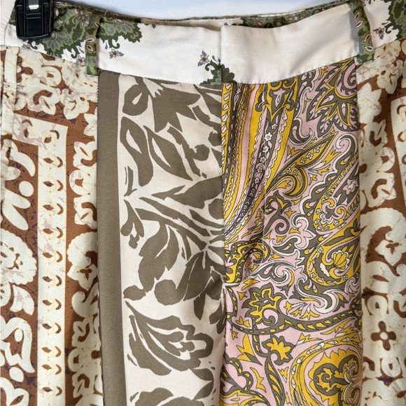 Zara Womens Silky Satin Paisley Wide Leg Pant Size M Flowy Boho Hippie Festival - Picture 2 of 6